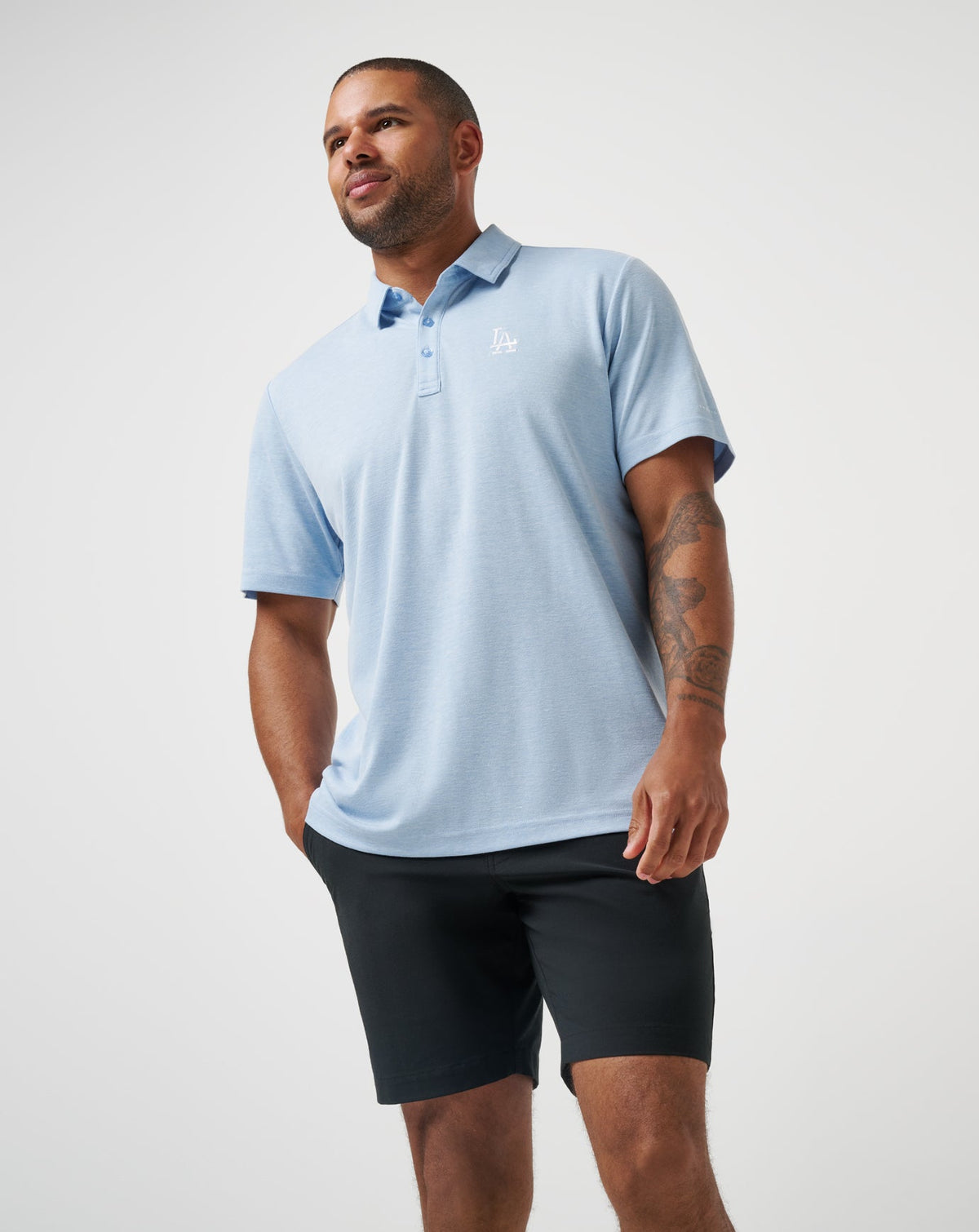 Los Angeles Dodgers Playoff Pitch Polo Heather Blue | Travis Mathew Everyday