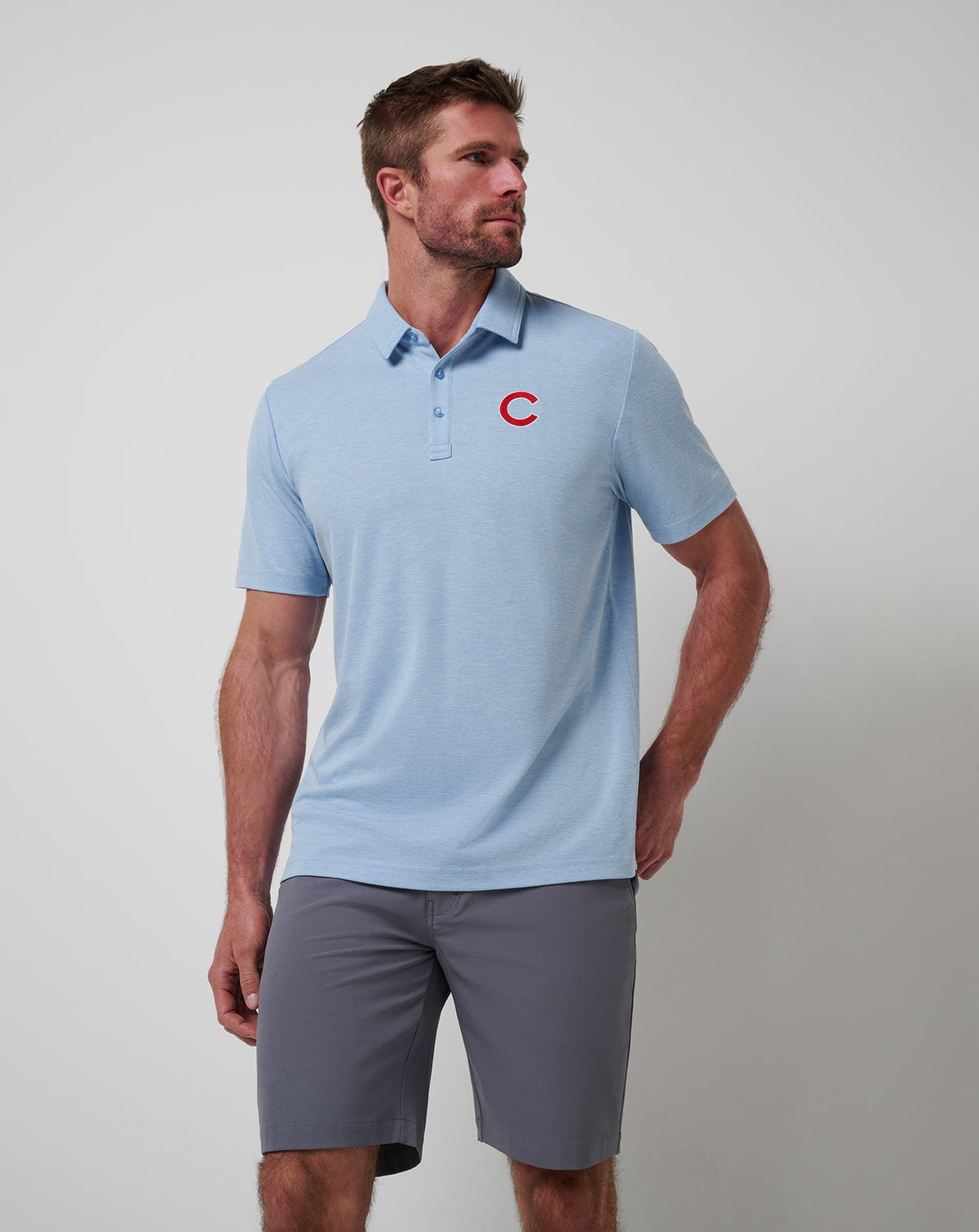 Chicago Cubs Playoff Pitch Polo Heather Blue | Travis Mathew Hot Sale