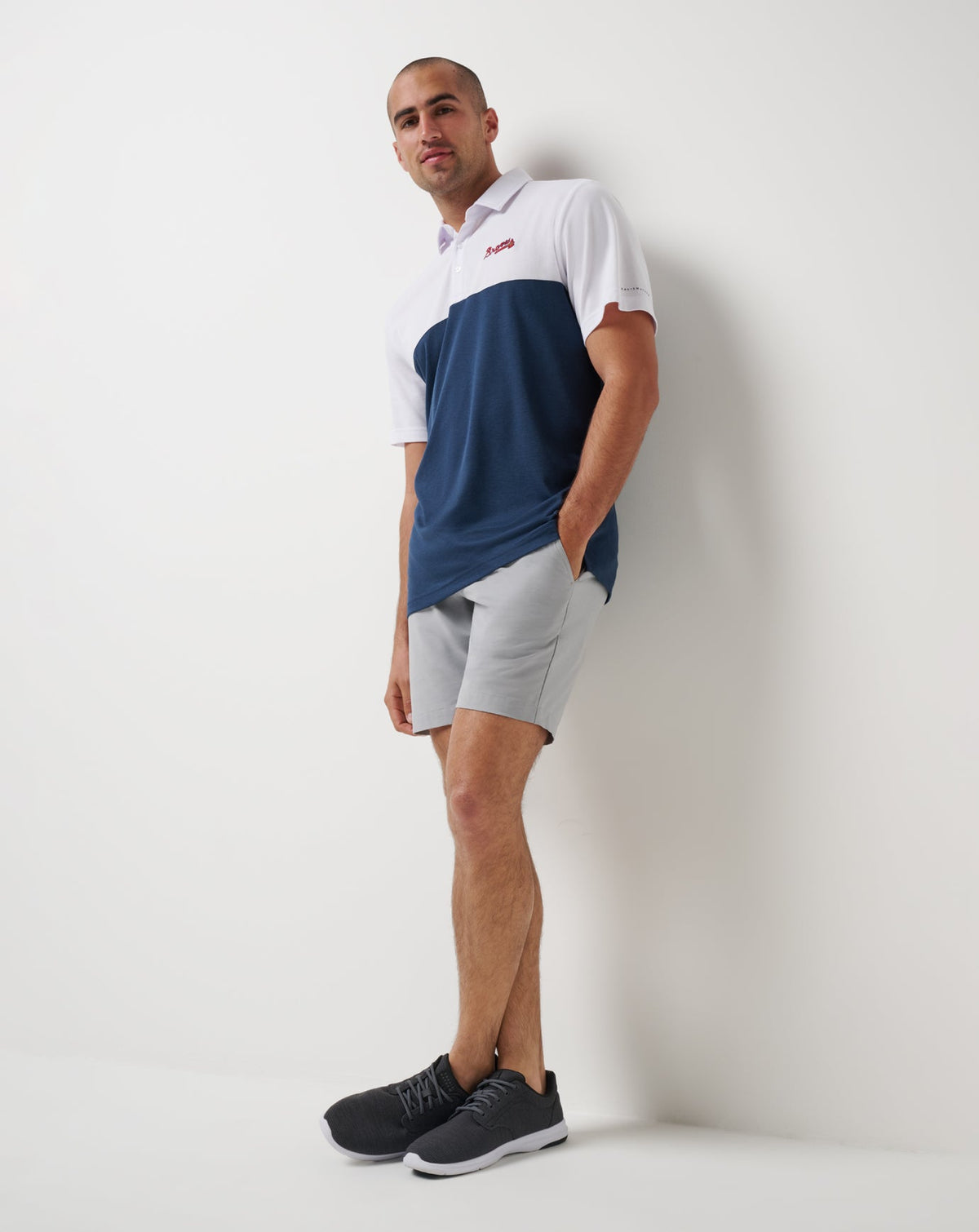 Atlanta Braves Home Run Leader Polo White/Navy | Travis Mathew Top Pick