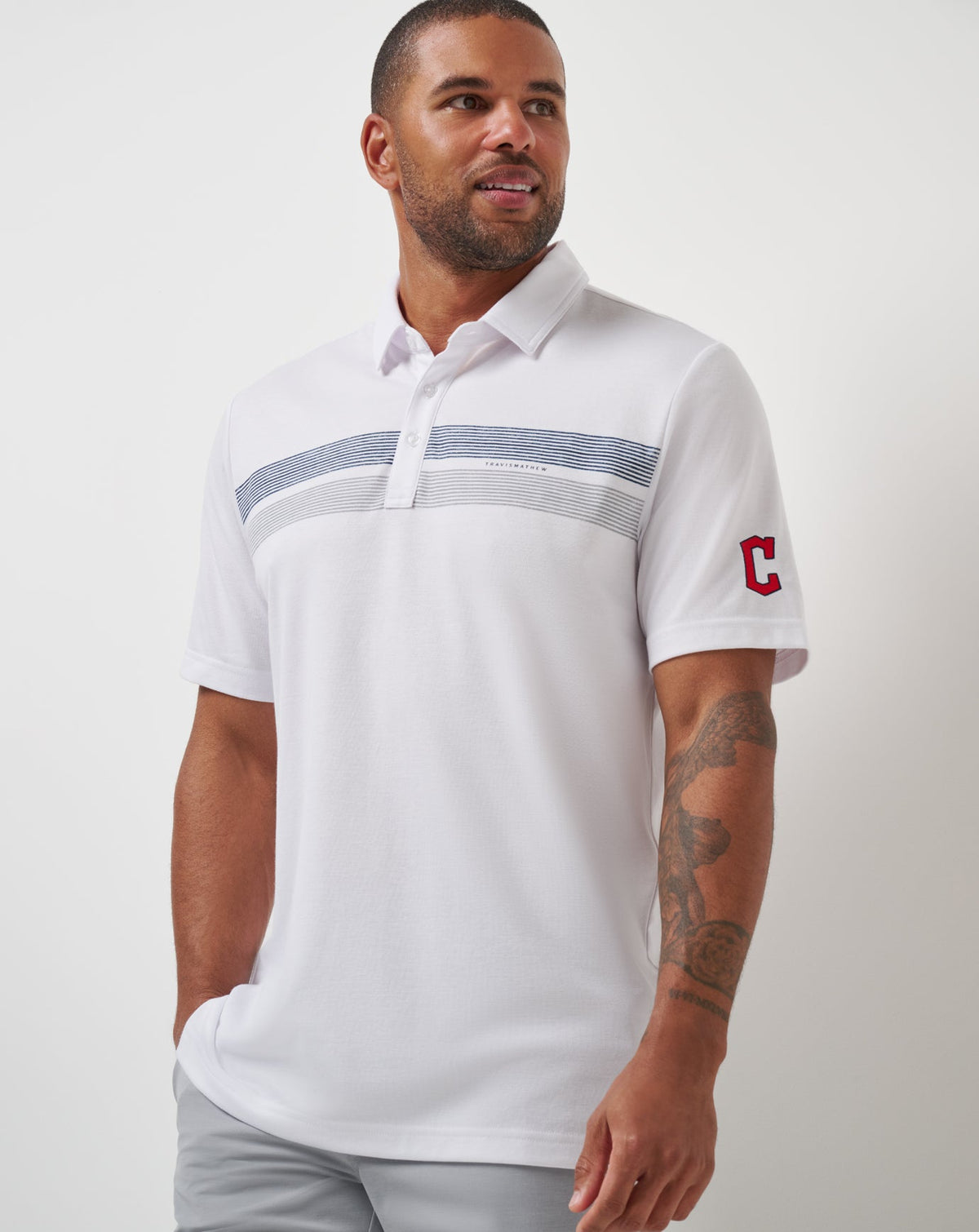 Cleveland Guardians Top Recruit Polo White | Travis Mathew Best Seller