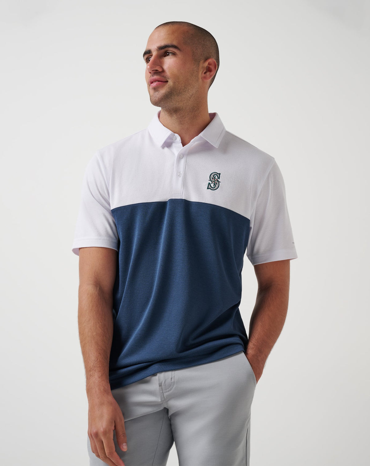 Seattle Mariners Home Run Leader Polo White/Navy | Travis Mathew Special Offer