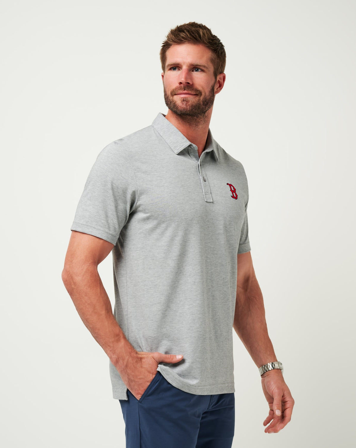 Boston Red Sox The Zinna Polo Heather Grey | Travis Mathew Trusted
