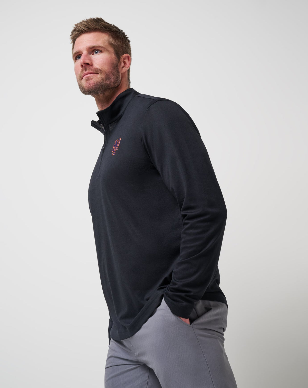 New York Mets Time To Tailgate Quarter Zip Black | Travis Mathew Discount