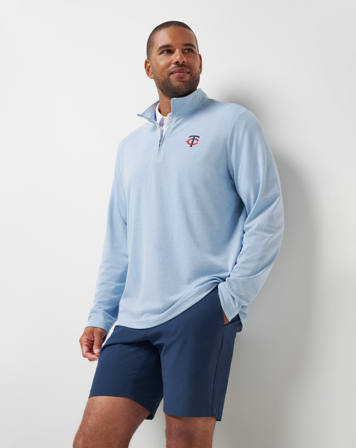 Minnesota Twins Time To Tailgate Quarter Zip Heather Blue | Travis Mathew Everyday