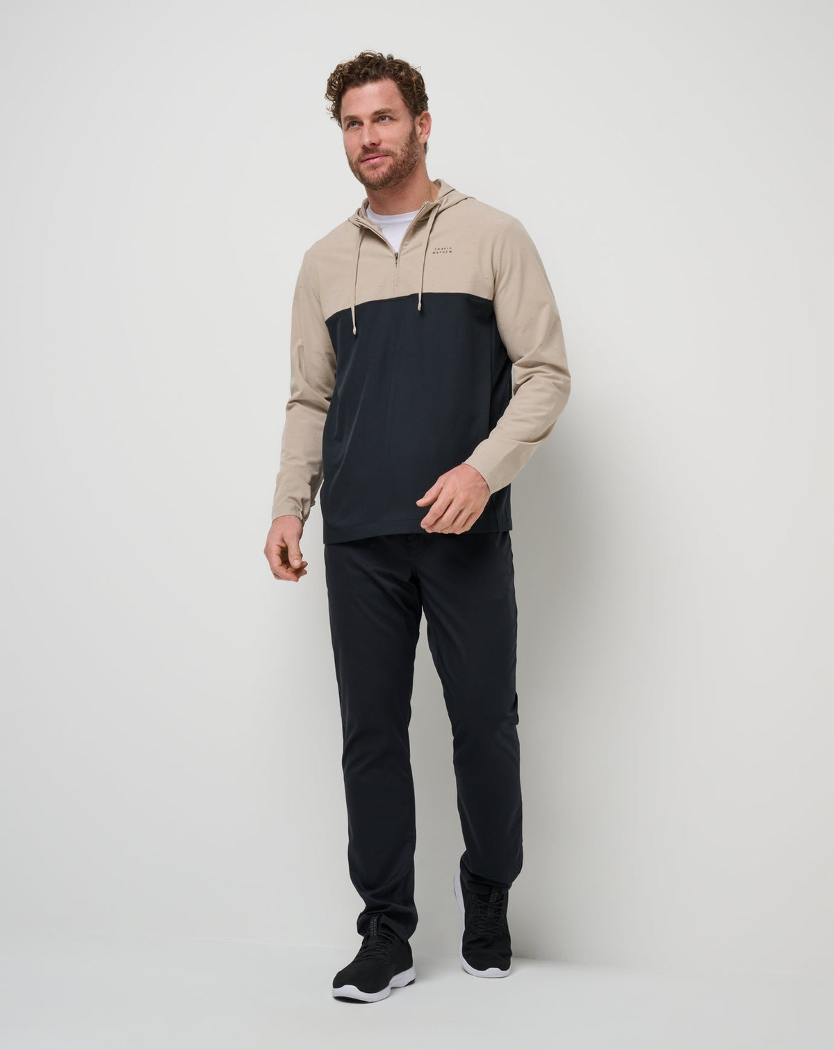 Rocky Shore Quarter Zip Hoodie Oxford Tan | Travis Mathew Best Price