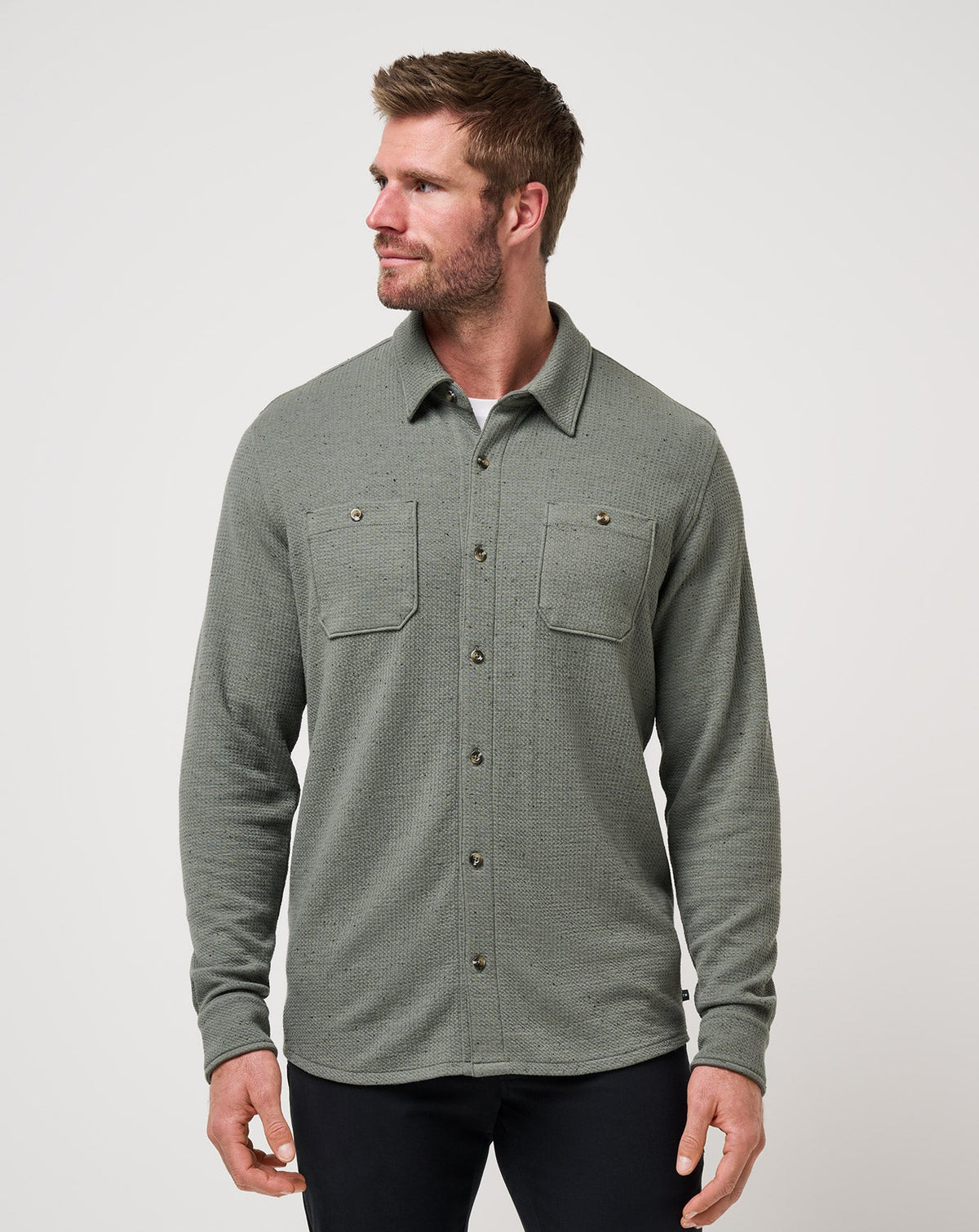 Cloud Waffle Shirt Jacket Dark Olive | Travis Mathew Trusted
