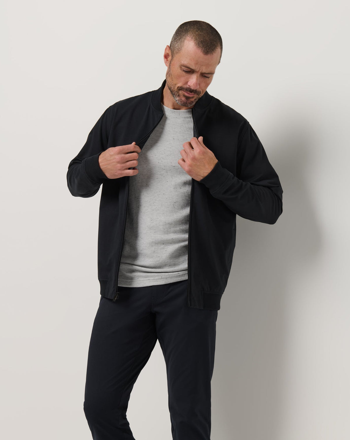 Stretchknit Bomber Jacket Black | Travis Mathew Premium