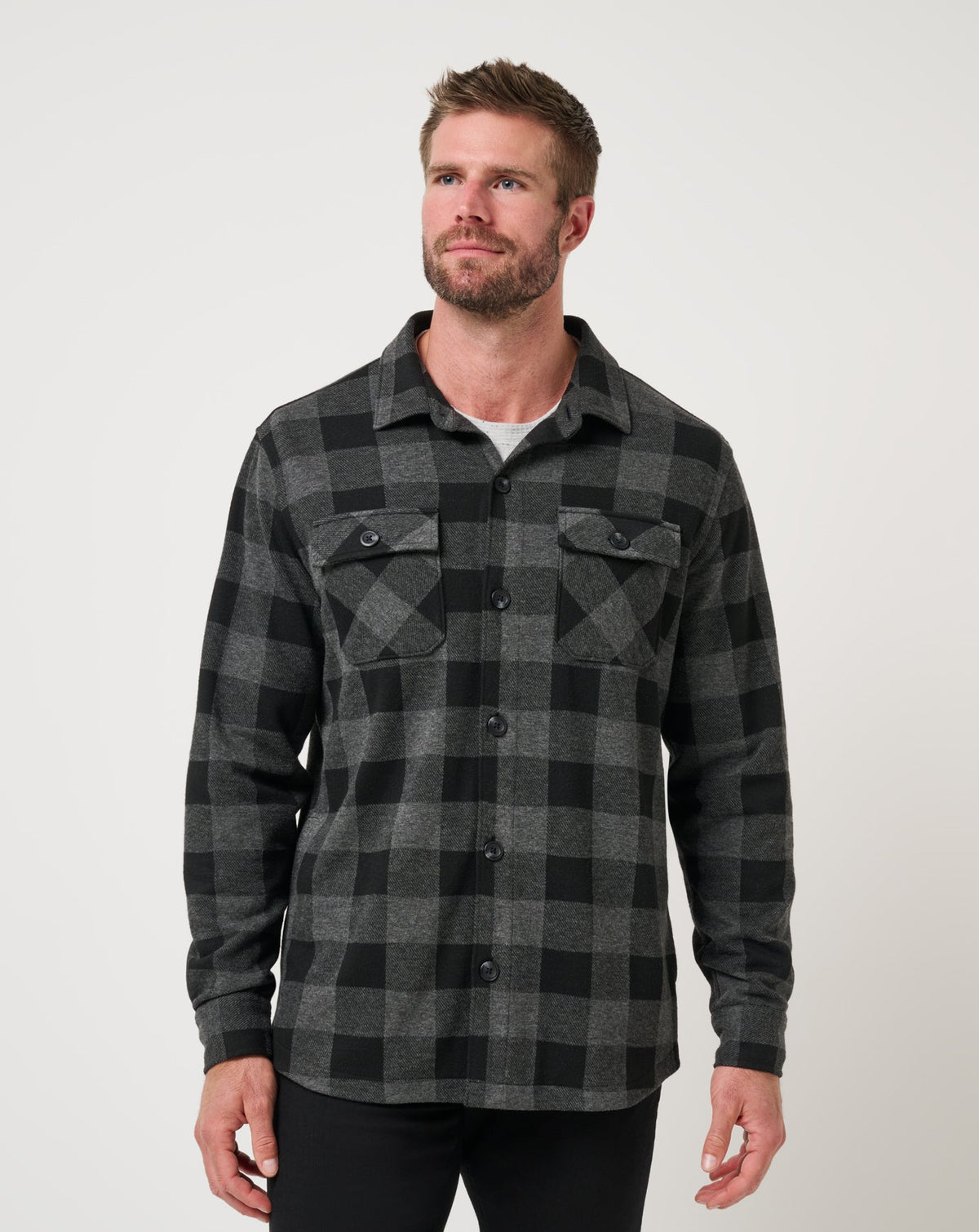 Return Flight Shirt Jacket Black/Grey | Travis Mathew Featured