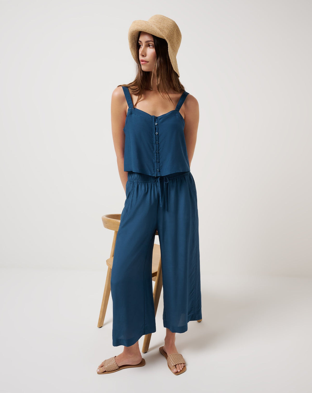 Savanna Cropped Wide Leg Pant Poseidon | Travis Mathew Smart Buy