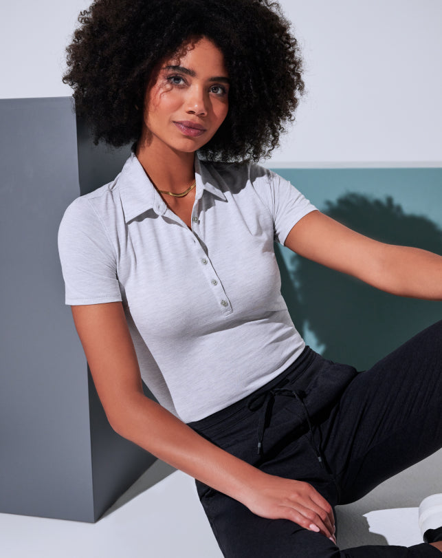 Featherweight Active Polo Heather Light Grey | Travis Mathew Exclusive