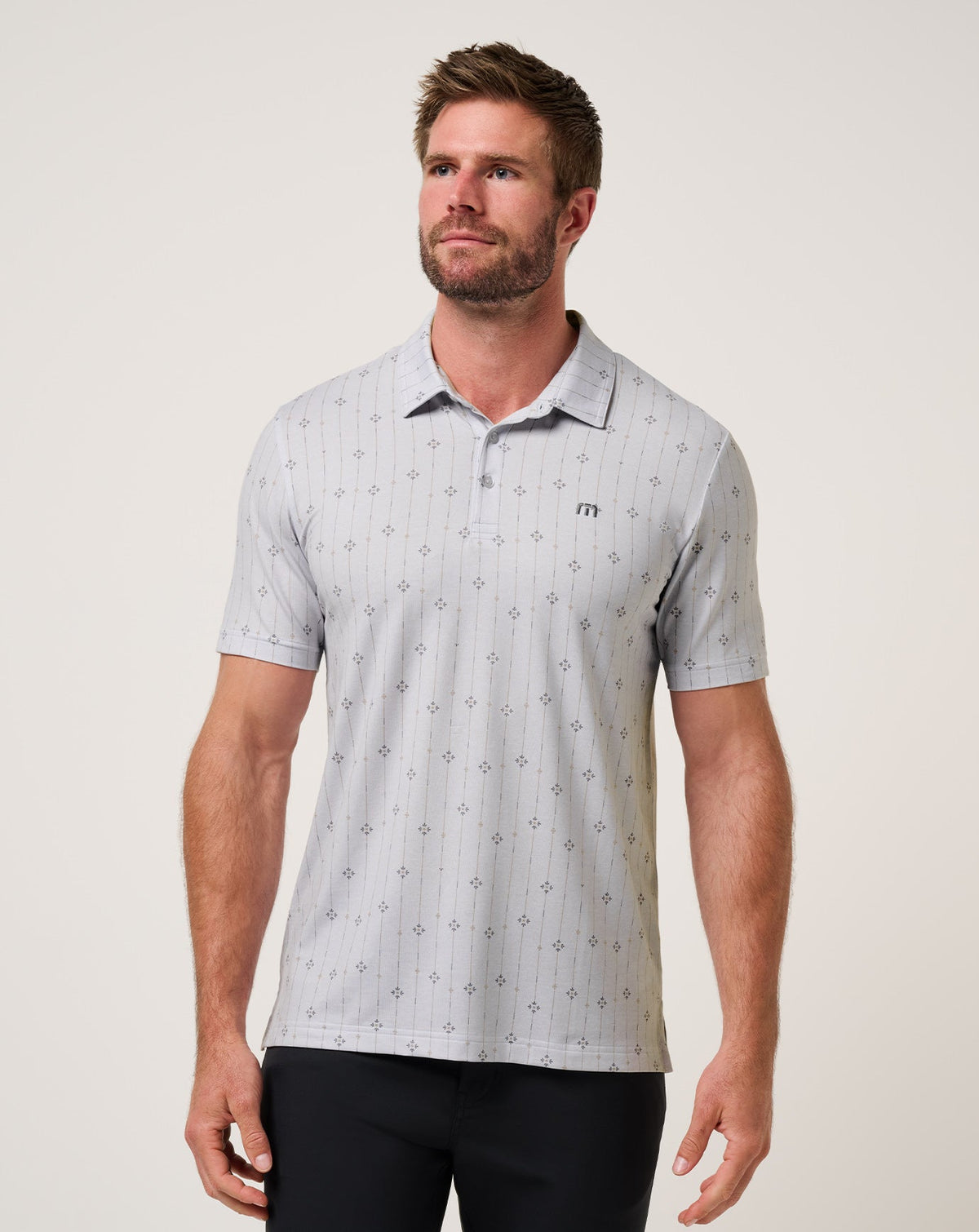 Featherweight Deco Polo Heather Light Grey | Travis Mathew Premium