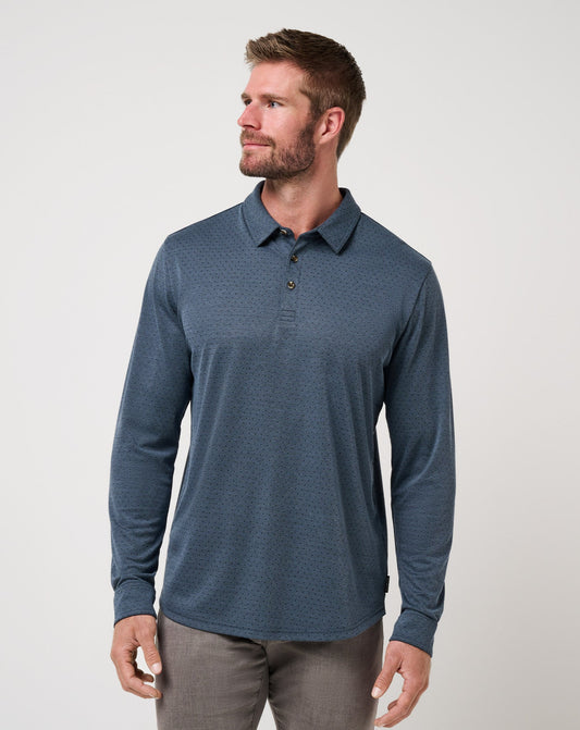 Handsome Town Long Sleeve Polo Navy | Travis Mathew Signature