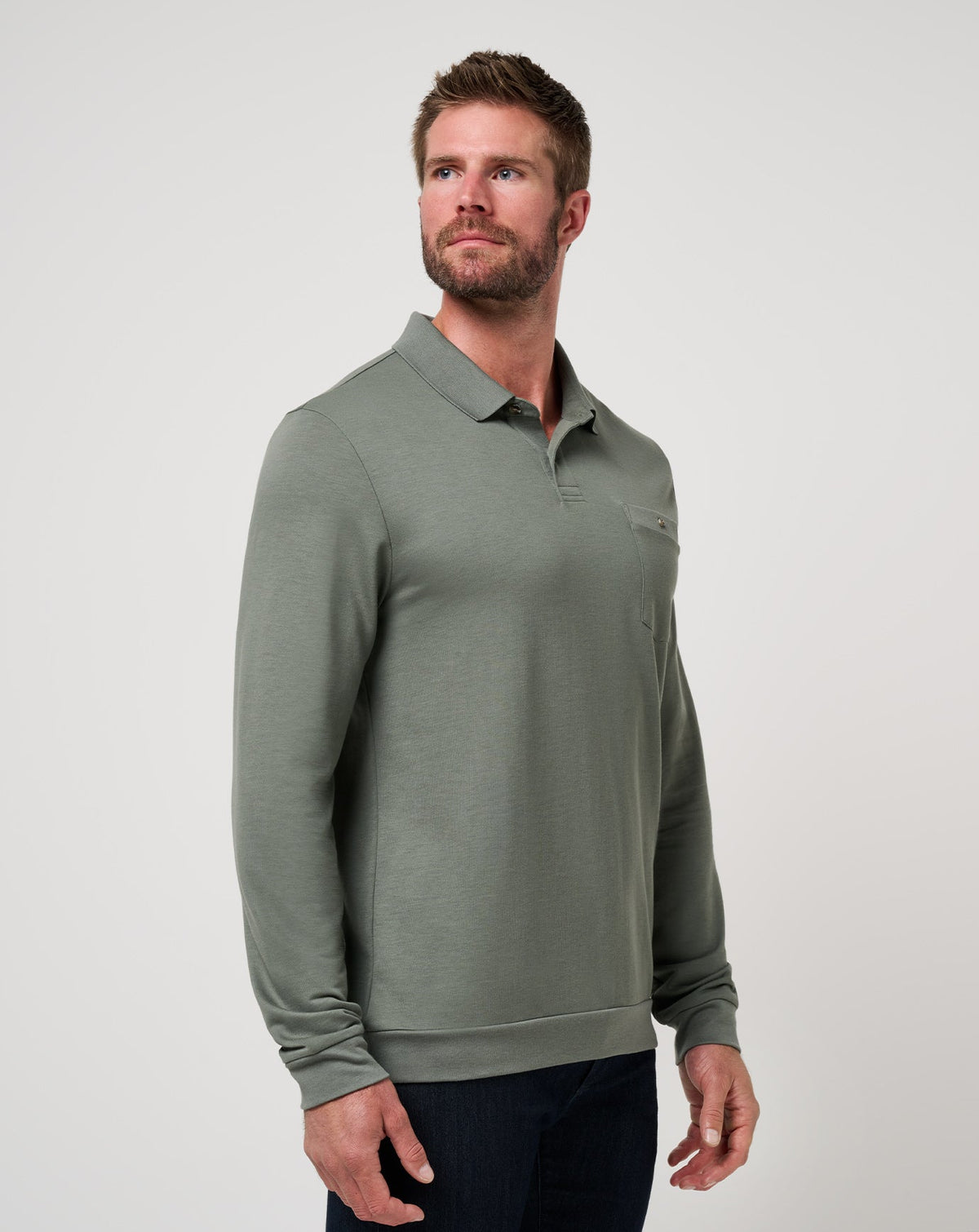 December First Long Sleeve Polo Dark Olive | Travis Mathew Special Offer
