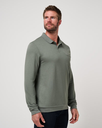 December First Long Sleeve Polo Dark Olive | Travis Mathew Special Offer
