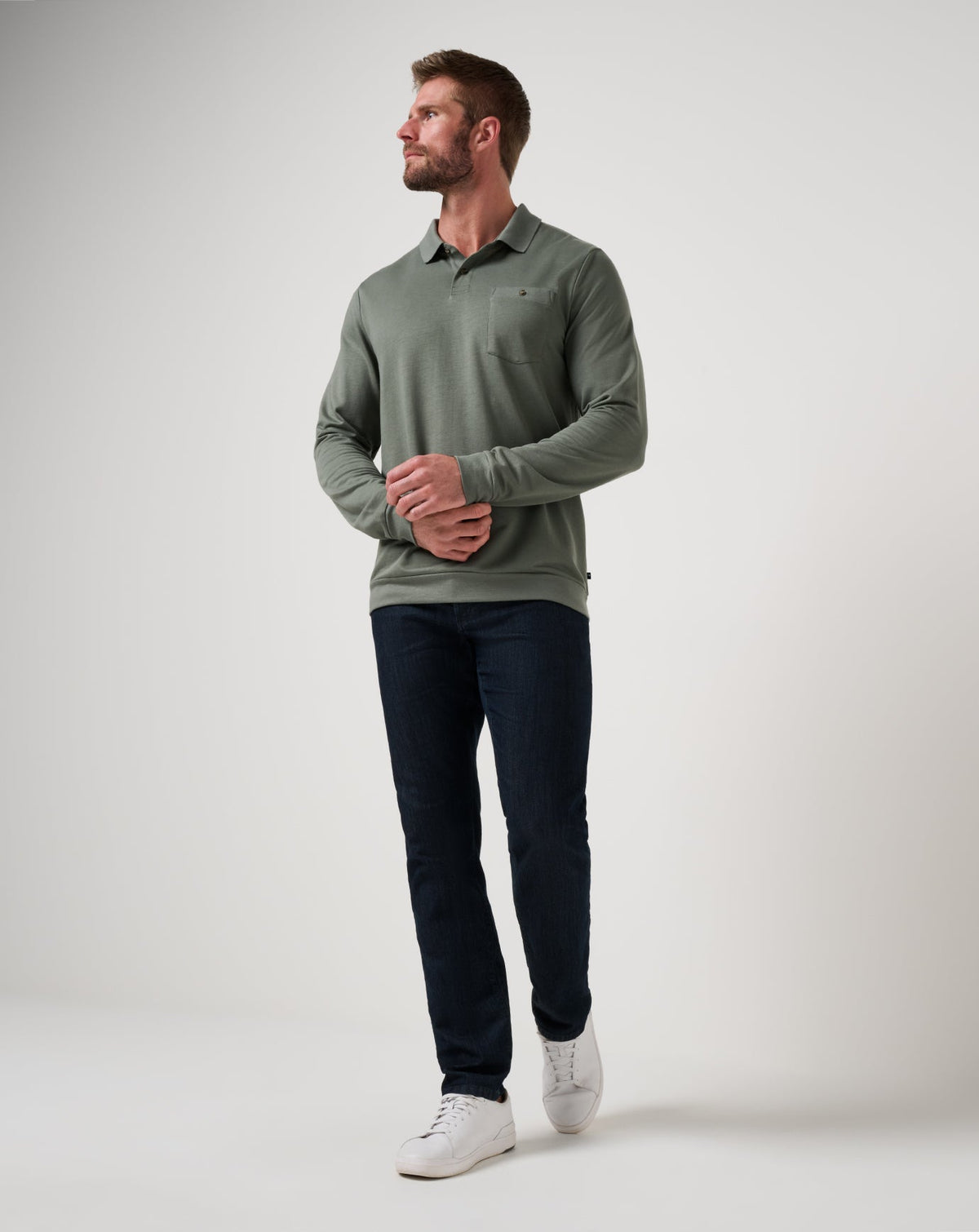 December First Long Sleeve Polo Dark Olive | Travis Mathew Special Offer