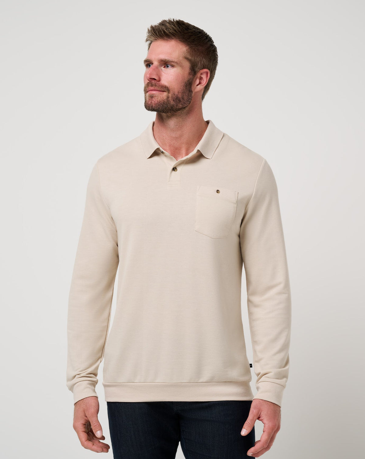 December First Long Sleeve Polo Italian Sand | Travis Mathew Hot Sale