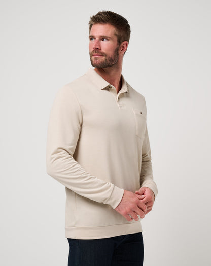 December First Long Sleeve Polo Italian Sand | Travis Mathew Hot Sale