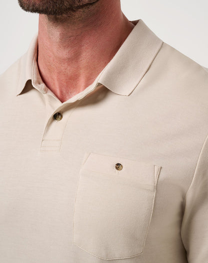 December First Long Sleeve Polo Italian Sand | Travis Mathew Hot Sale