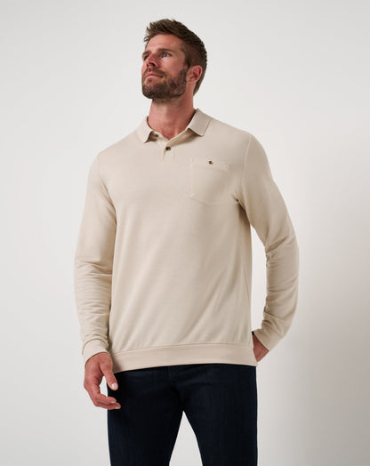December First Long Sleeve Polo Italian Sand | Travis Mathew Hot Sale