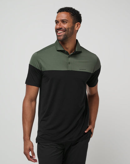 Heater Pro Color Block Polo Dark Olive | Travis Mathew Best Seller