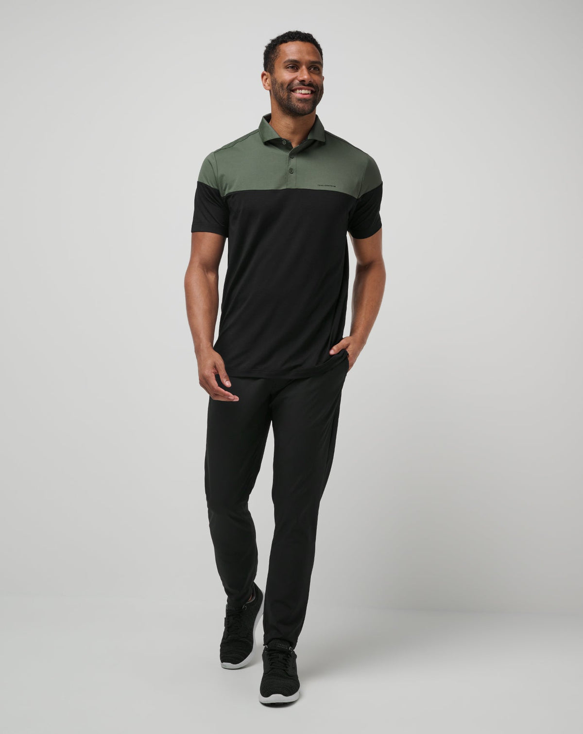 Heater Pro Color Block Polo Dark Olive | Travis Mathew Best Seller