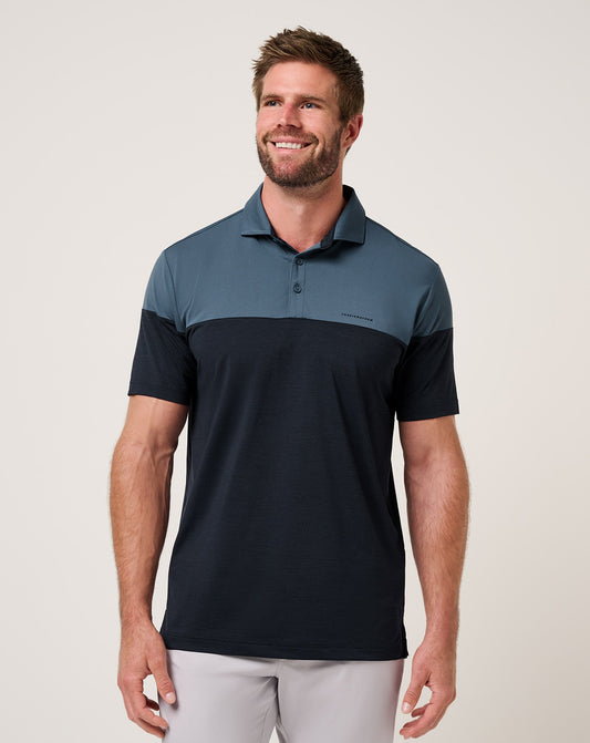 Heater Pro Color Block Polo Bering Sea | Travis Mathew Trusted