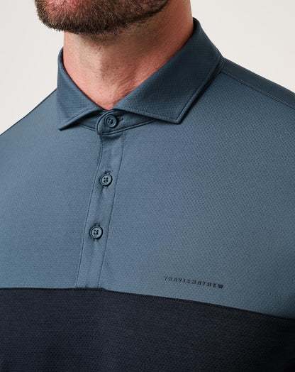 Heater Pro Color Block Polo Bering Sea | Travis Mathew Trusted