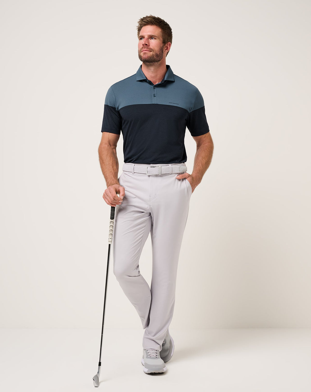 Heater Pro Color Block Polo Bering Sea | Travis Mathew Trusted