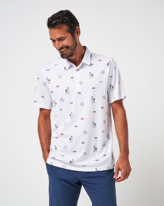 Neighborhood Party Polo White | Travis Mathew Best Price