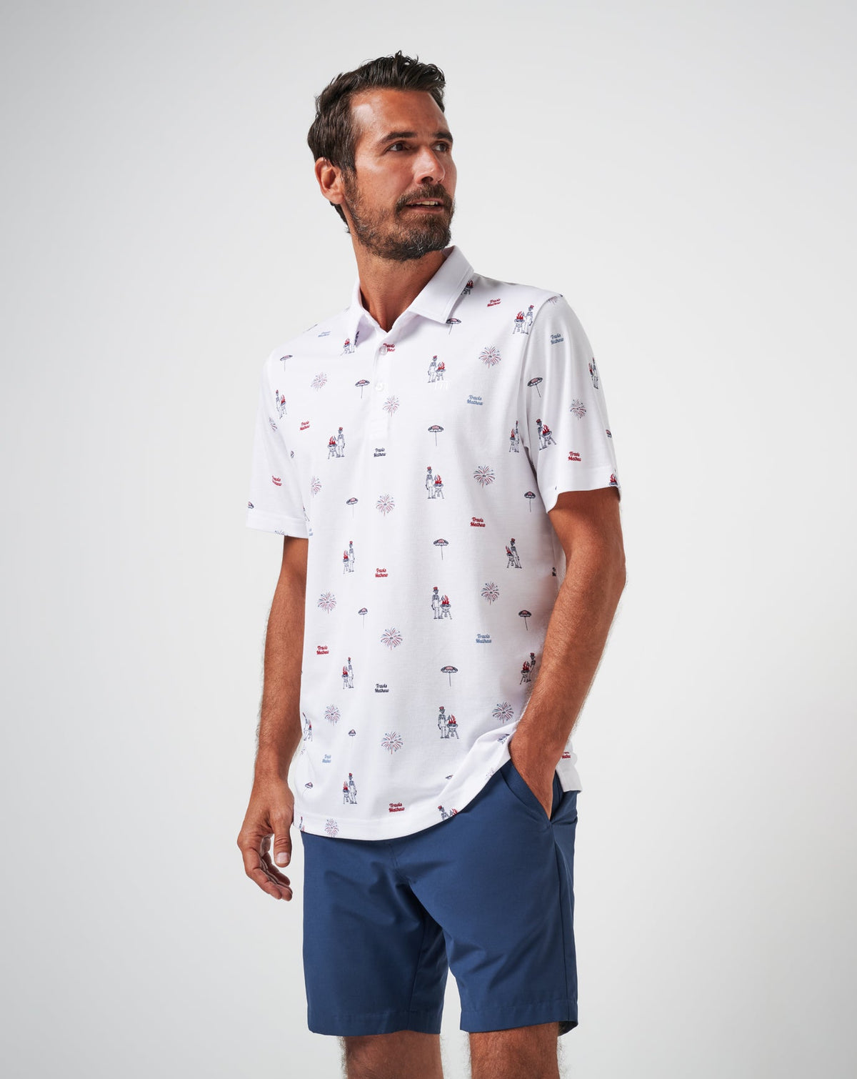 Neighborhood Party Polo White | Travis Mathew Best Price