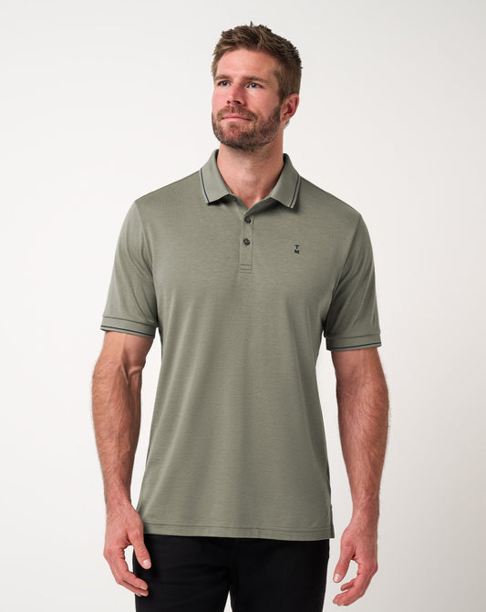 Happier Hour Polo Dark Olive | Travis Mathew Essential
