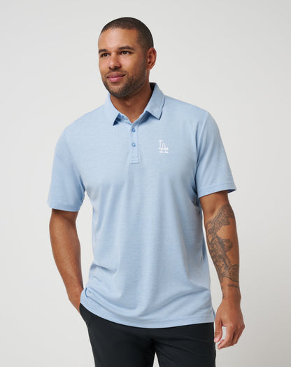 Los Angeles Dodgers Playoff Pitch Polo Heather Blue | Travis Mathew Everyday