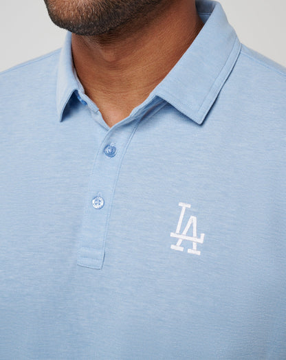 Los Angeles Dodgers Playoff Pitch Polo Heather Blue | Travis Mathew Everyday