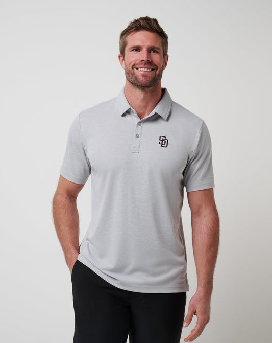San Diego Padres Playoff Pitch Polo Heather Grey | Travis Mathew New