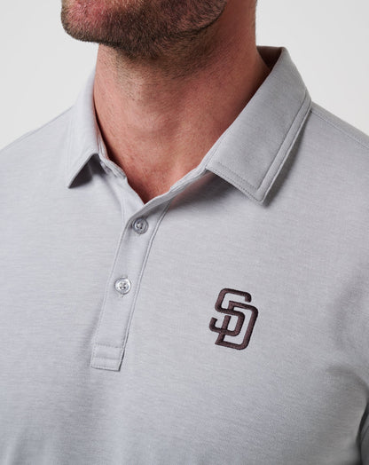 San Diego Padres Playoff Pitch Polo Heather Grey | Travis Mathew New