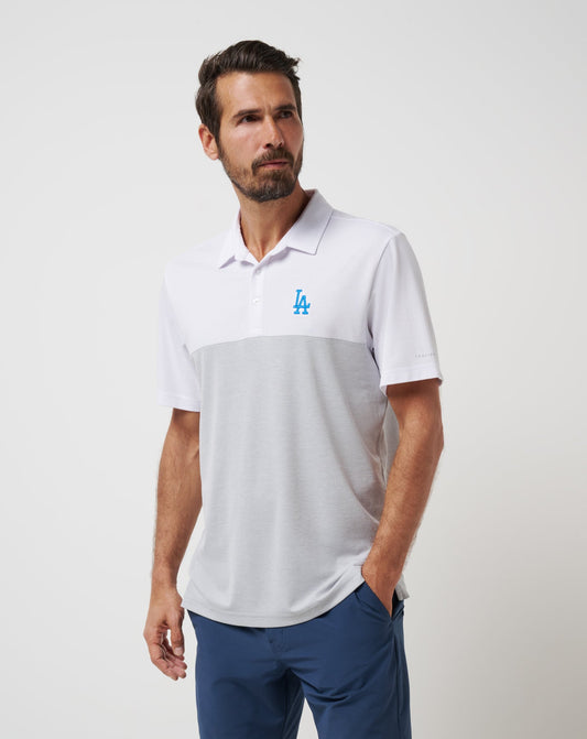 Los Angeles Dodgers Home Run Leader Polo White/Heather Grey | Travis Mathew Deals