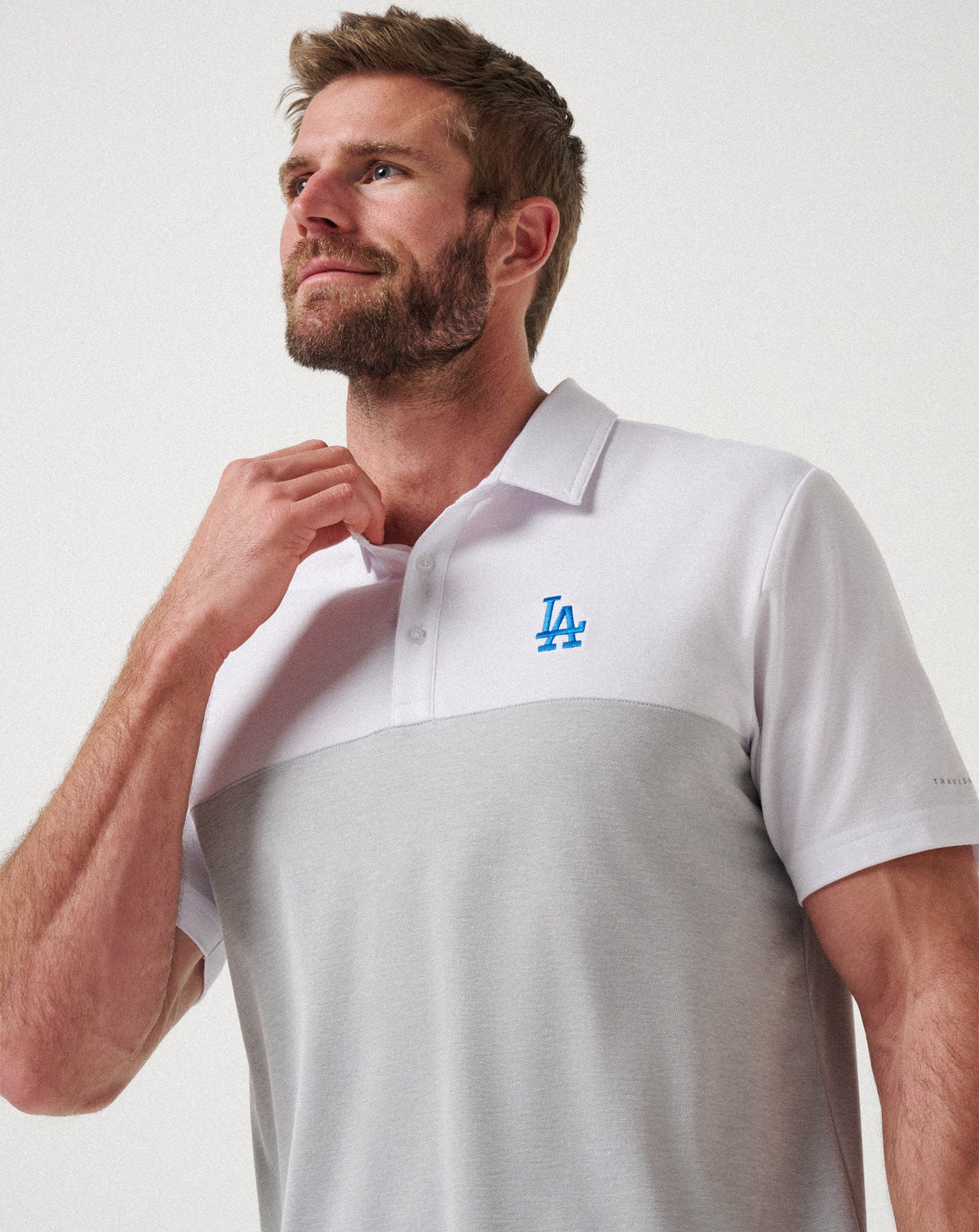 Los Angeles Dodgers Home Run Leader Polo White/Heather Grey | Travis Mathew Deals