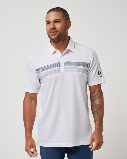 New York Yankees Top Recruit Polo White | Travis Mathew Popular