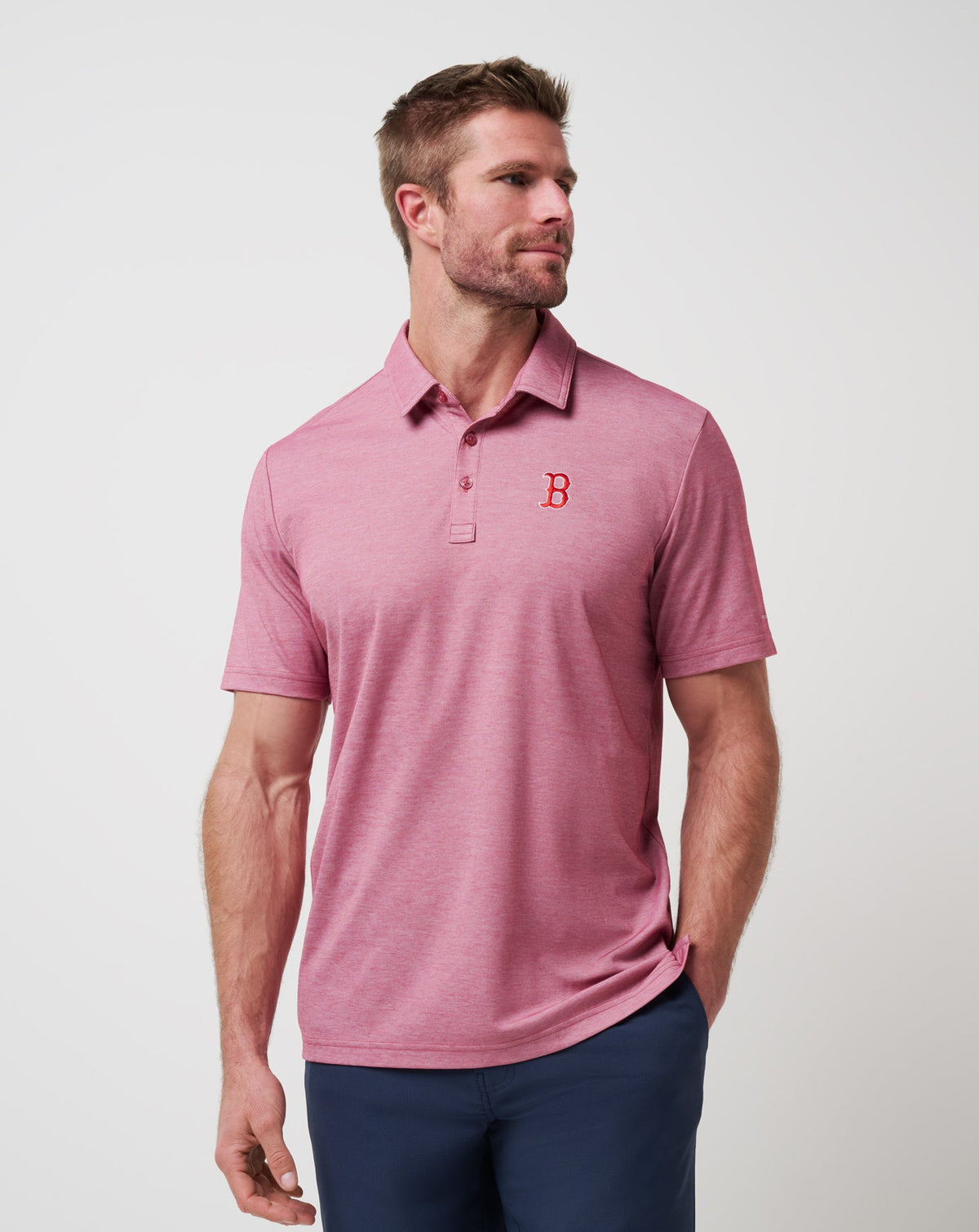 Boston Red Sox Playoff Pitch Polo Heather Red | Travis Mathew Discount