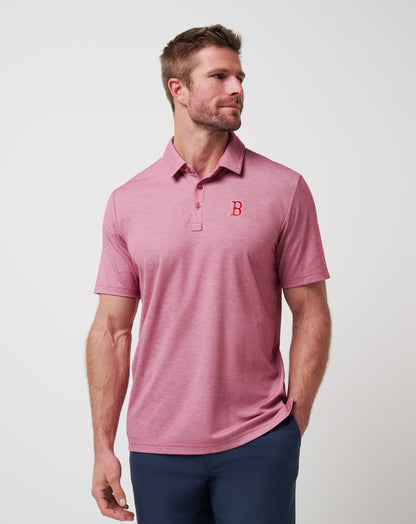 Boston Red Sox Playoff Pitch Polo Heather Red | Travis Mathew Discount