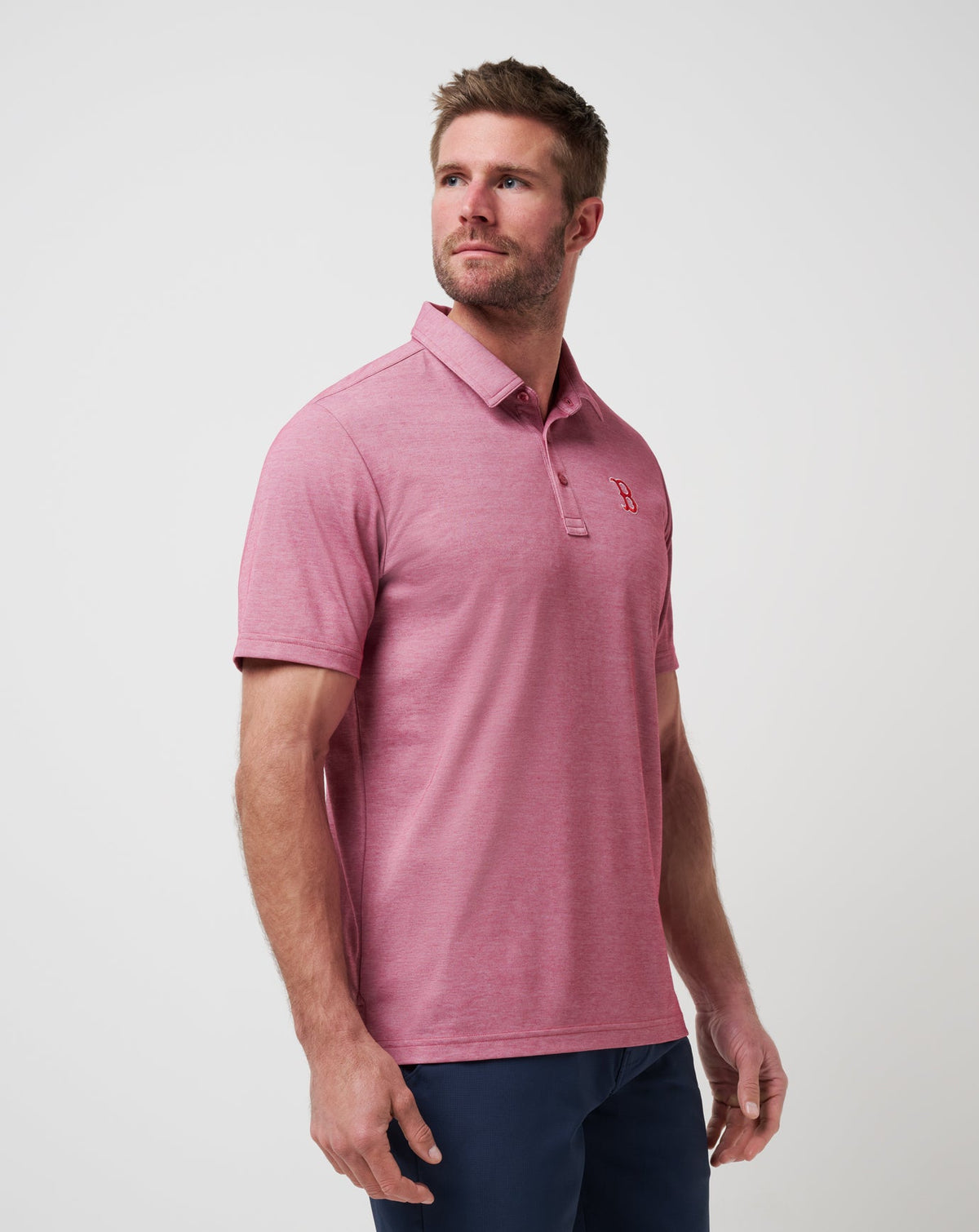 Boston Red Sox Playoff Pitch Polo Heather Red | Travis Mathew Discount