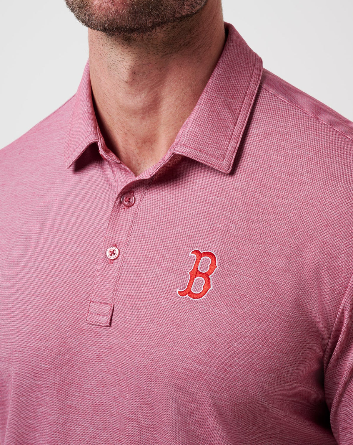 Boston Red Sox Playoff Pitch Polo Heather Red | Travis Mathew Discount