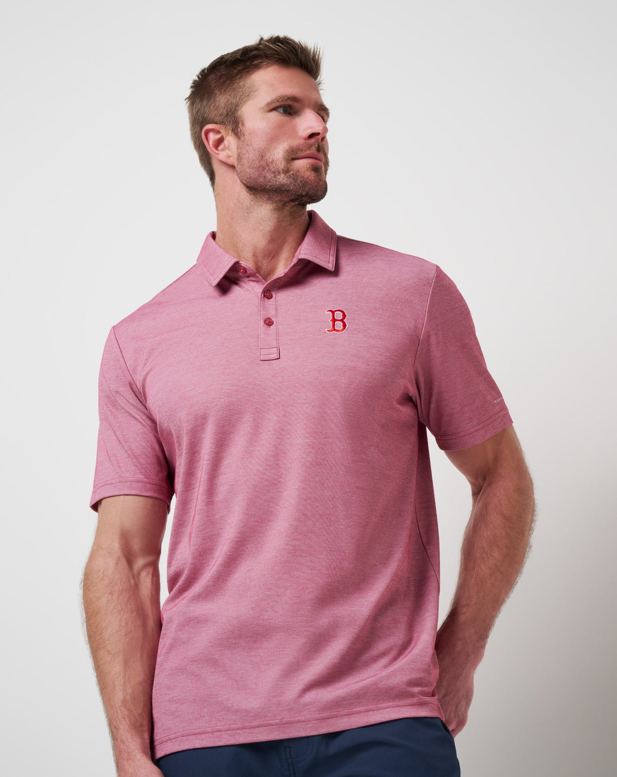 Boston Red Sox Playoff Pitch Polo Heather Red | Travis Mathew Discount