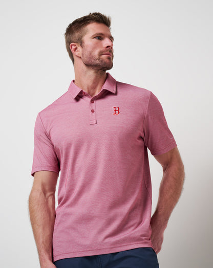 Boston Red Sox Playoff Pitch Polo Heather Red | Travis Mathew Discount