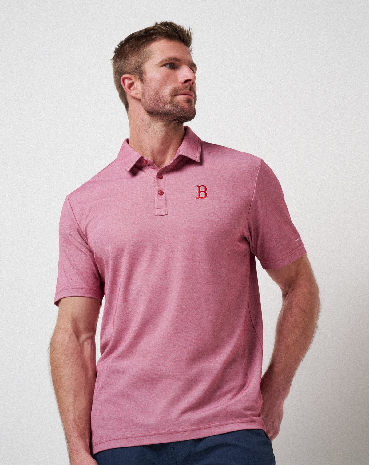 Boston Red Sox Playoff Pitch Polo Heather Red | Travis Mathew Discount
