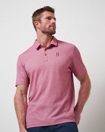 Boston Red Sox Playoff Pitch Polo Heather Red | Travis Mathew Discount