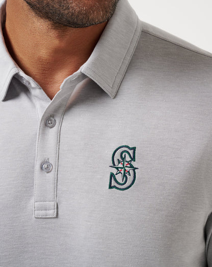 Seattle Mariners Playoff Pitch Polo Heather Grey | Travis Mathew New