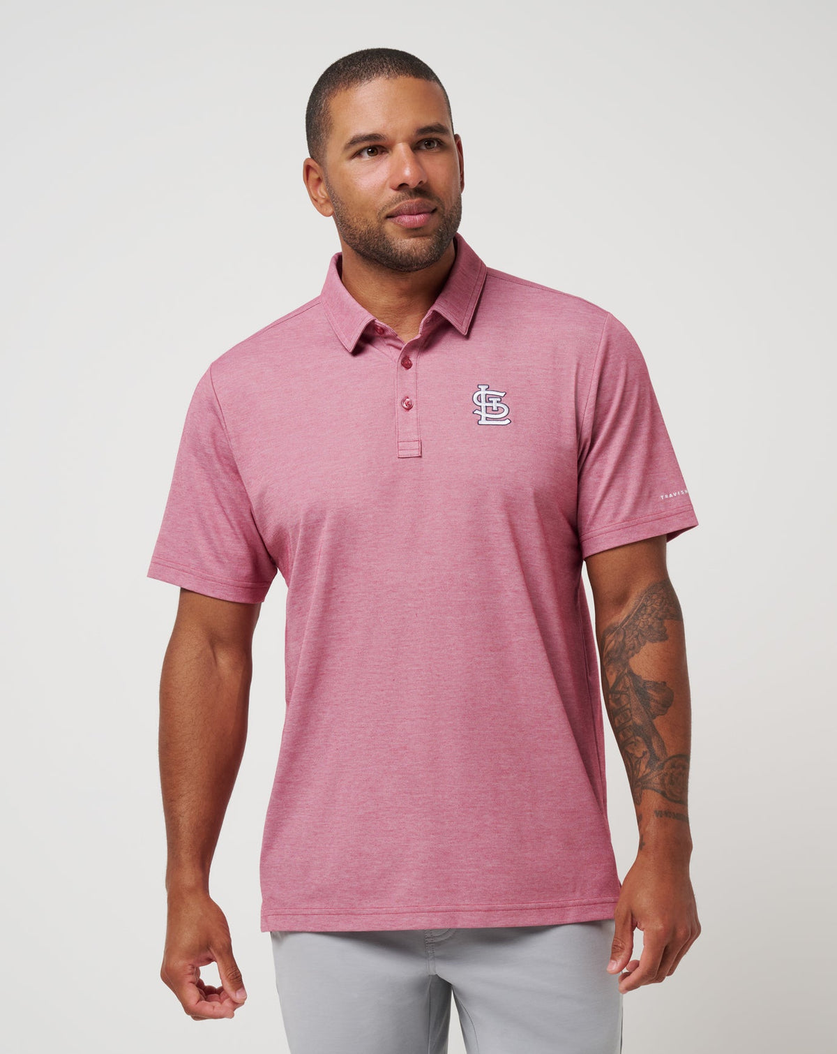 St Louis Cardinals Playoff Pitch Polo Heather Red | Travis Mathew Everyday