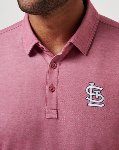 St Louis Cardinals Playoff Pitch Polo Heather Red | Travis Mathew Everyday