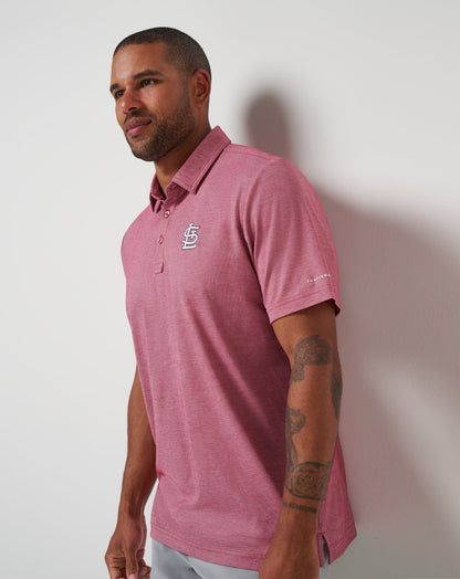 St Louis Cardinals Playoff Pitch Polo Heather Red | Travis Mathew Everyday